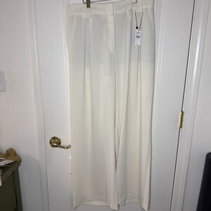 NWT Express Stylist Wide Leg High Rise Pants Cream Size 12R $88